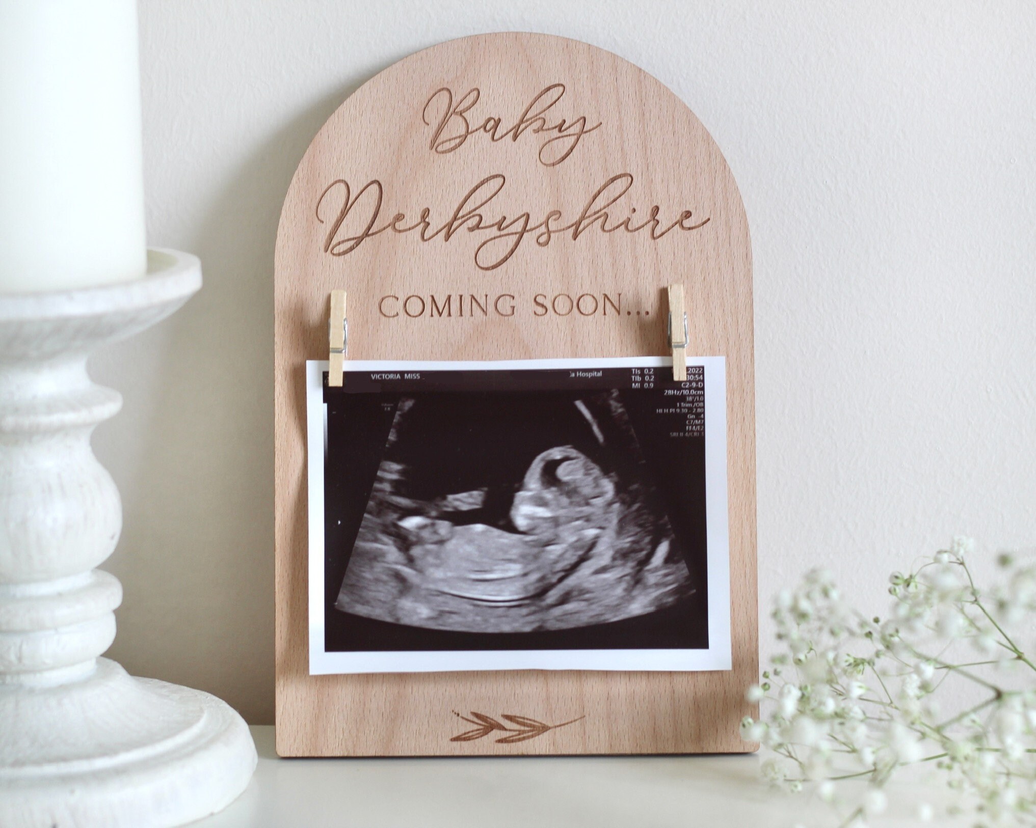 Personalised Pregnancy Announcement Sign Wooden Due Date pic picture