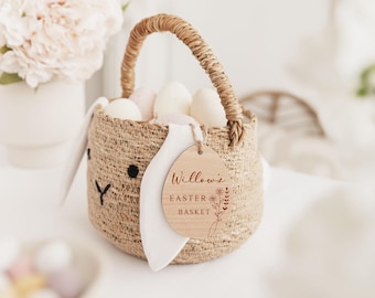 Personalised Engraved Easter Basket Tags | Easter Keepsake Decoration | Wooden Baby Easter Gift | Easter Egg Hunt Labels | Easter Bunny Tag