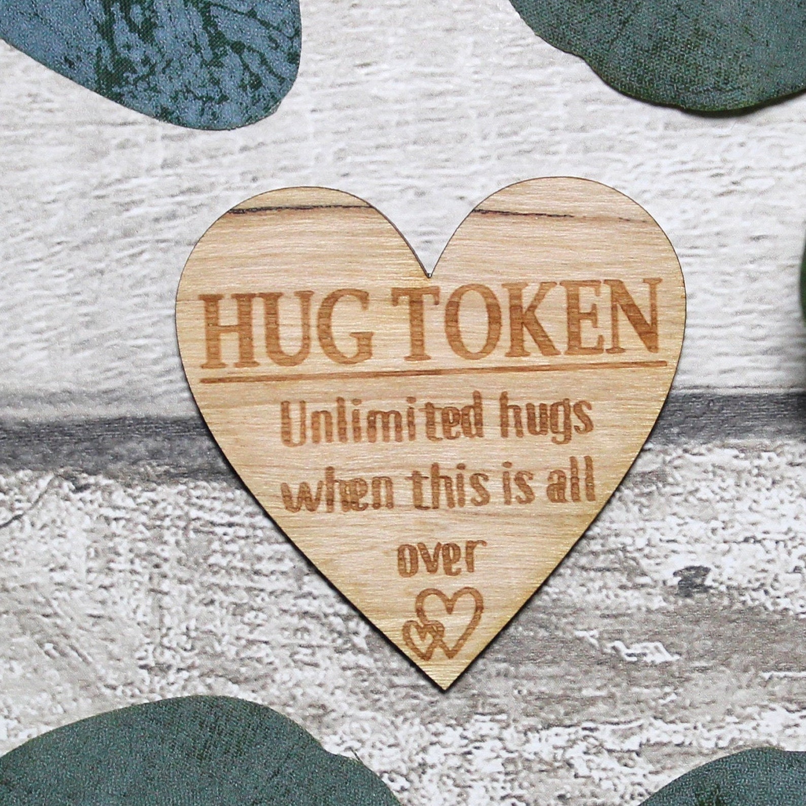 Hug Token Send a Little Pocket Hug Wooden Heart Token Etsy