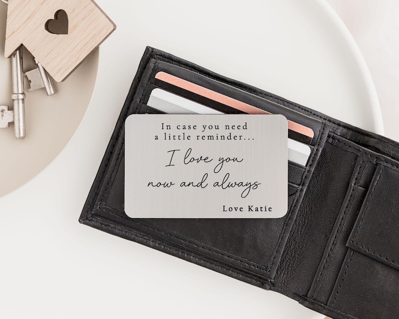 Inserto de billetera personalizado / Regalo grabado para él / Regalo de San Valentín / Regalo de cumpleaños / Regalo para pareja, novio, esposo o pareja imagen 3