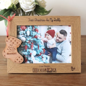First Christmas as my Daddy, Baby's Personalised Engraved Photo Frame | For 7x5 1st Xmas Picture | Newborn Stocking Filler Keepsake