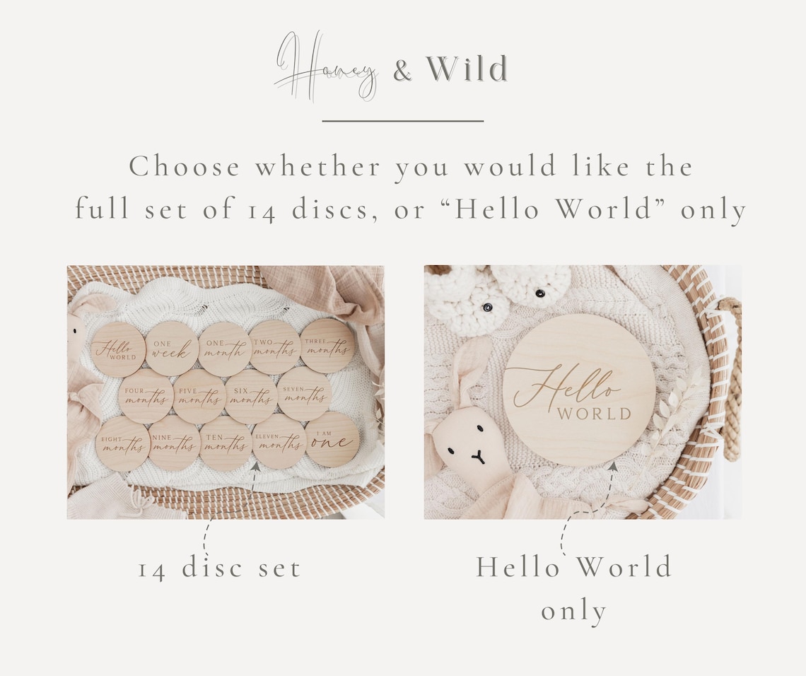 Baby Milestone Disc Set | Hello World Milestone Cards | Newborn Gift ...