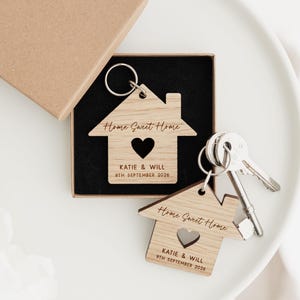 Llaveros de regalo para tu primer hogar / Llaveros de roble para tu primer hogar / Llaveros de recuerdo para tu primer hogar / Regalo para tu primera casa en pareja / Llaveros para tu nuevo hogar Home Sweet Home