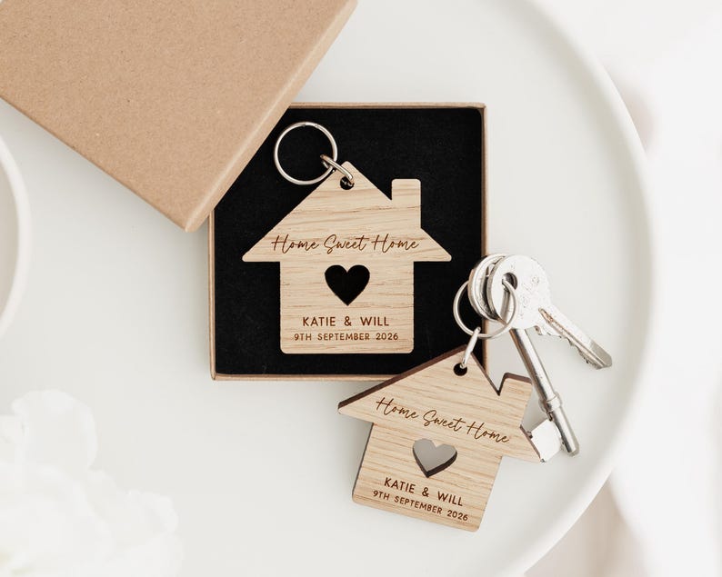 Llaveros de regalo para tu primer hogar / Llaveros de roble para tu primer hogar / Llaveros de recuerdo para tu primer hogar / Regalo para tu primera casa en pareja / Llaveros para tu nuevo hogar Home Sweet Home
