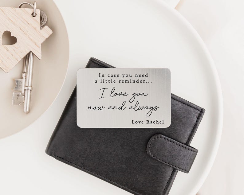 Inserto de billetera personalizado / Regalo grabado para él / Regalo de San Valentín / Regalo de cumpleaños / Regalo para pareja, novio, esposo o pareja Plata