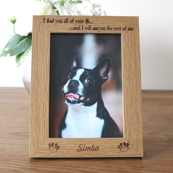 Personalised Gift Pet Lover I Love My Dog Wooden Photo Frame 6x4 or 7x5 