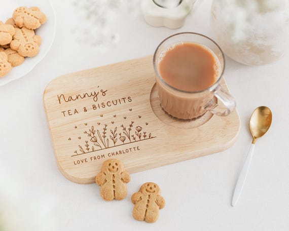 Grandma Gift | Wooden Tea & Biscuits Tray for Nanny, Nana, Nanna, Nonna, Granny, Gran | Mother's Day Gift | Grandma Birthday