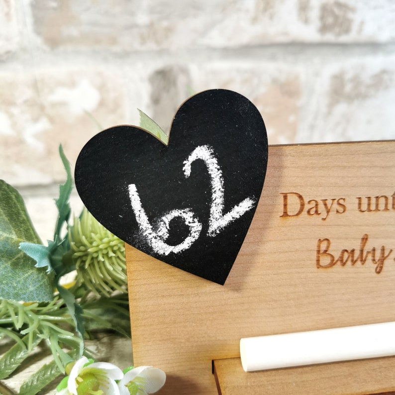 Personalised Baby Arrival Countdown Plaque Engraved Chalk Plaque Pregnancy Gift Baby Announcement image 4