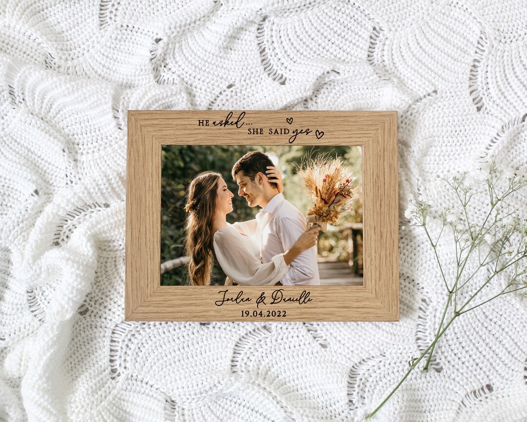 He Asked She Said Yes Personalised Engagement Photo Frame