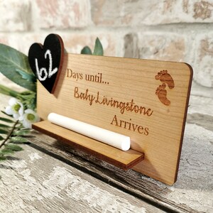 Personalised Baby Arrival Countdown Plaque Engraved Chalk Plaque Pregnancy Gift Baby Announcement image 3