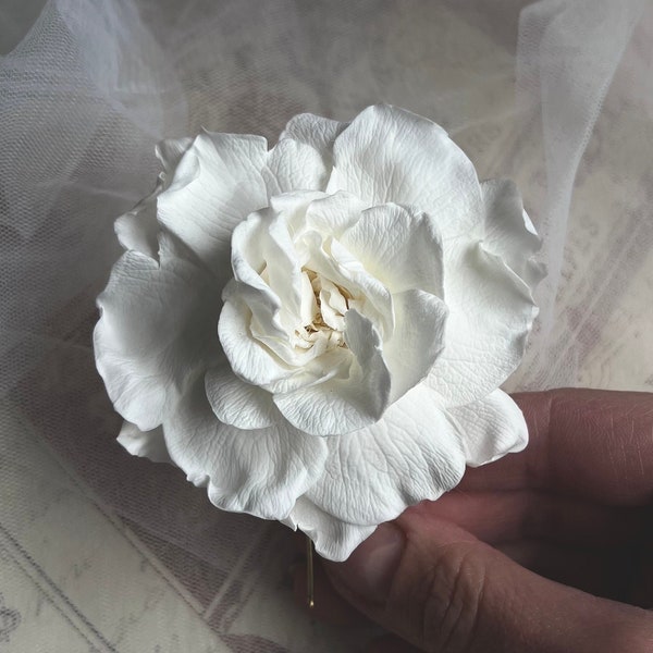 Boho Bridal Gardenia Rose Wedding Hair Pins White, Dried Floral Hair Piece, Rose Hair Pin, Real Flower Wedding Hair Accessories Handmade