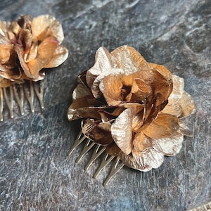 Bridal Gold Flower Hair Comb: Handmade Dried Floral Piece