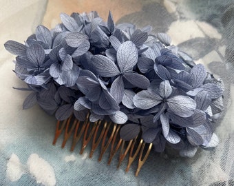 Pale Dusty Blue Dried Flower Comb, Prom Wedding Hair Accessories, Everlasting Flower Hair Piece Blue Floral Hair Piece, Bridesmaids Gift