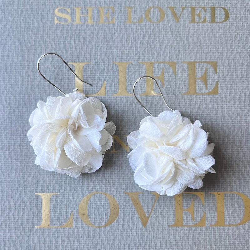 White Flower Petals Earrings
