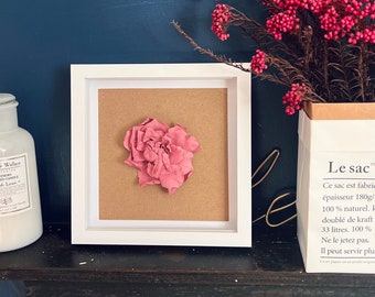 New Home Gift, Pink Flower Wall Art, Floral Wall Decor Frame, White Pink Minimal House Decoration, Dried Flower Housewarming Christmas Gift