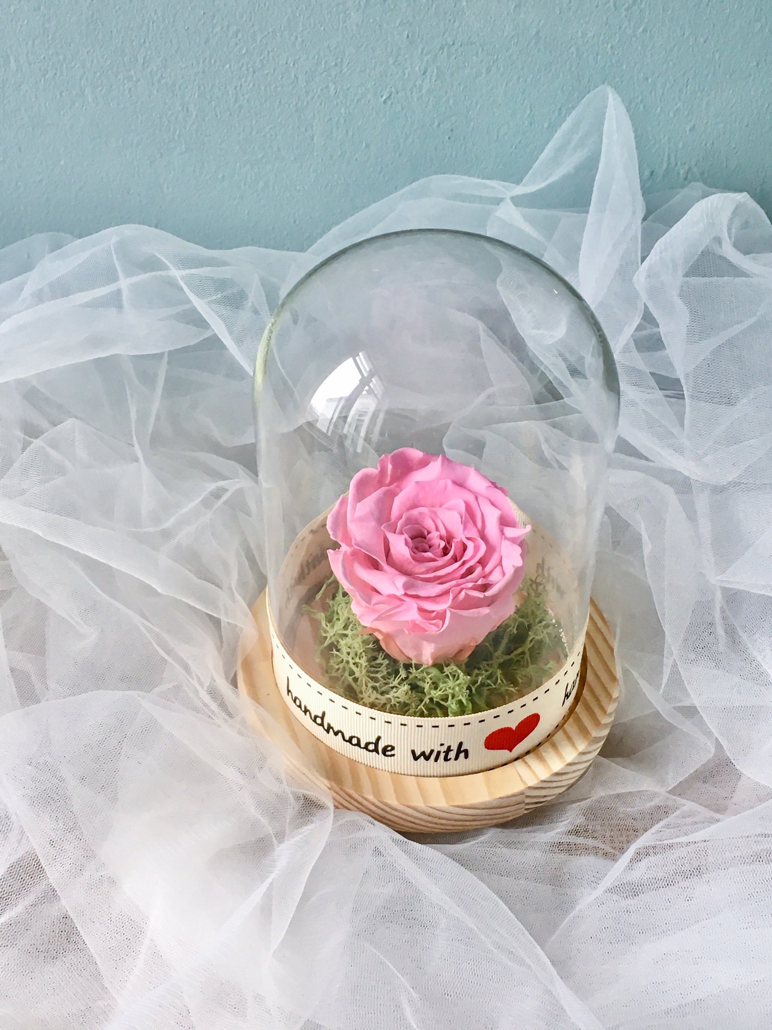 Everlasting Rose In Glass Jar Pink Roses Birthday Gift For Etsy