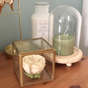 Preserved Real Rose Box, Mothers Day Eternal Flower in Glass Box, Dried Flower Arrangement, Bohemian House Decoration UK