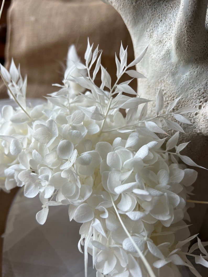 Ivory Hydrangea Floral Headband for Brides, Boho Bridal Statement Headpiece Ivory White, Wild Looking Flower Tiara Large, Big Flower Crown image 4