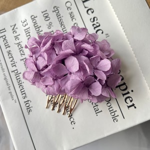 Boho Bridal Lilac Hydrangea Hair Comb: Dried Flower Headpiece