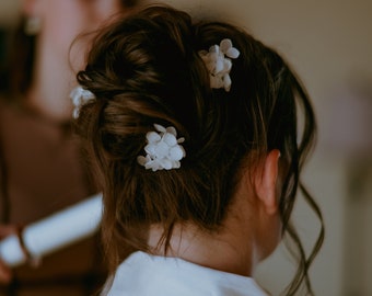 Épingles à cheveux fleurs séchées Mariage, Accessoires pour cheveux floraux mariage Simple bandeau floral minimaliste de mariée Pics à cheveux hortensia blanc ivoire Royaume-Uni