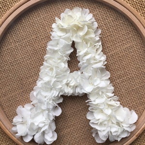 Flowers on Tulle Initial Letter A, Dry Flower Art, Birthday Decoration, Floral Letters Numbers Initial Custom Sign, Floral Embroidery