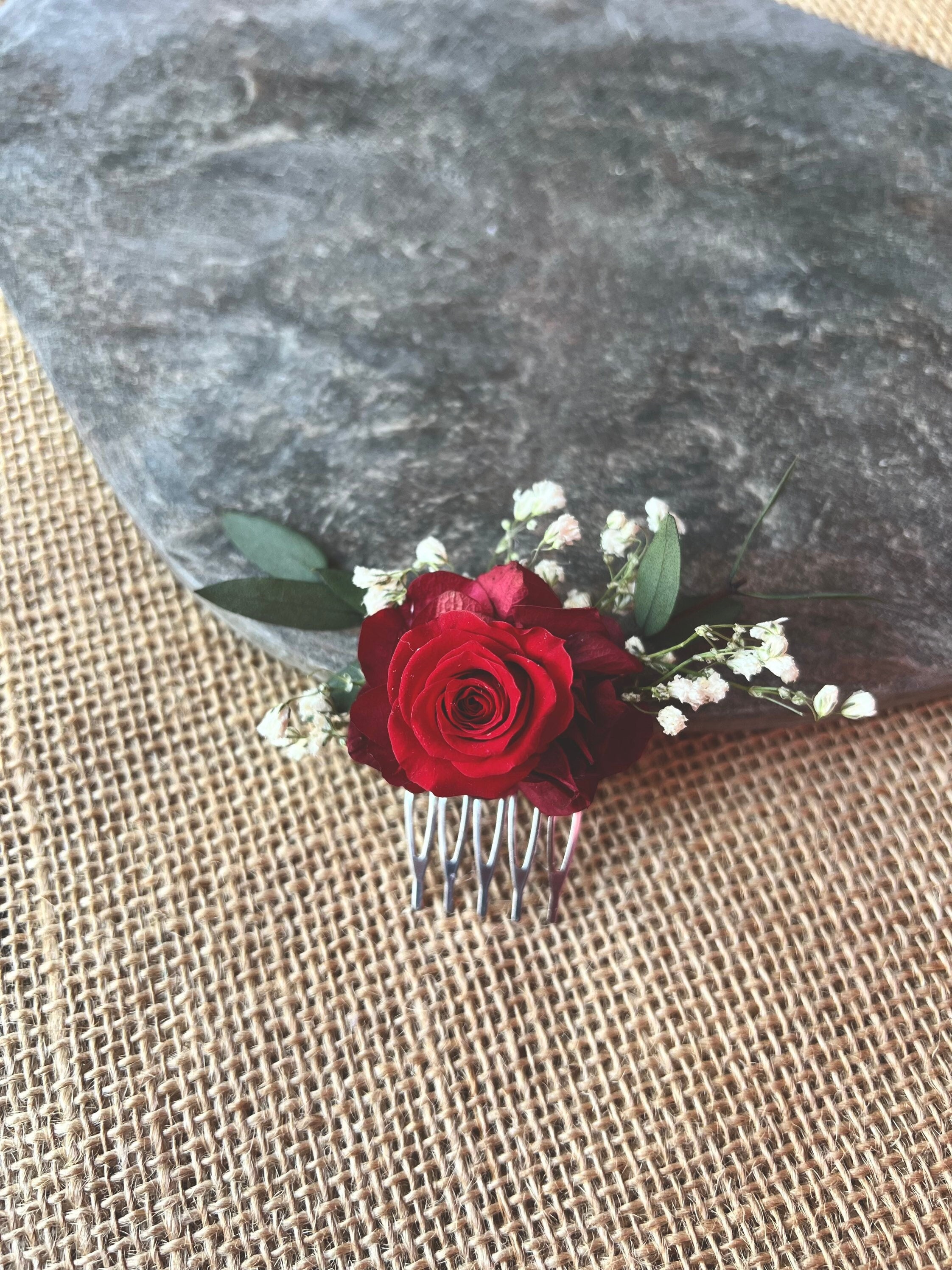 5pcs Deep Red Mini Roses, Dried Small Dark Red Roses, Wine Red Dried Roses  for Crafts, Mahogany Tone Rose 