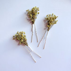 Green Gypshophila Hair Pins, Sage Green Babys Breath Flower Hair Accessories, Minimal Hair Pins for Bridesmaids, Preserved Gypsophila