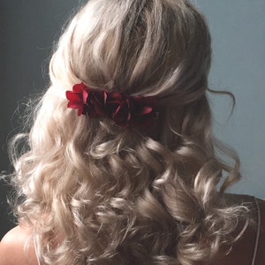 Burgundy Hydrangea Dried Flower Hair Clip: Handmade Floral Hair Piece
