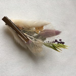 Handmade Flower Hair Clip UK, Pastel Floral Hair Clip, Dried Flower Ivory Hair Piece, Bohemian Bridal Hair Accessories, Unique Design Gift image 7