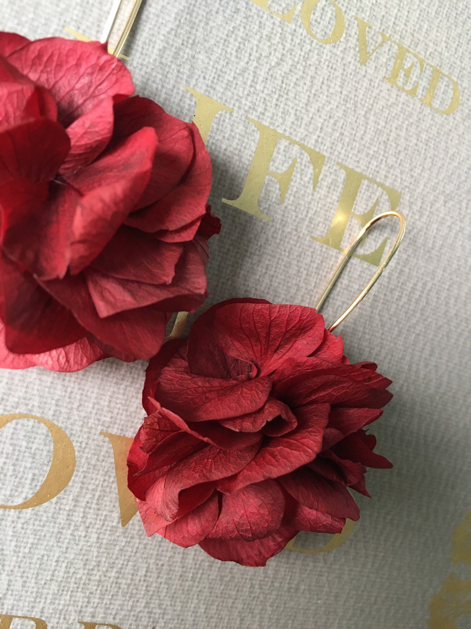 Handmade Red Floral Drop Earring UK Dry Flower Earrings Gold Etsy