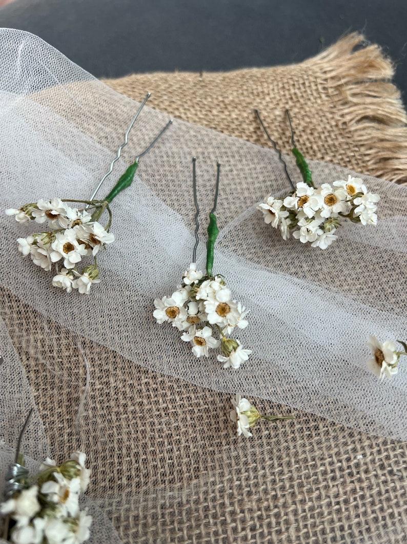 Daisy Headband, Hydrangea and Daisy Floral Tiara, Dried Mini Daisy Flower Crown, Dried Flower Crown, Ivory Daisy Floral Headpiece imagem 9