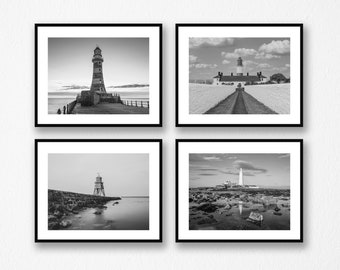 Lighthouses of the North East Prints. Four prints featuring Roker, St Mary's, Souter and Herd Groyne Lighthouse.