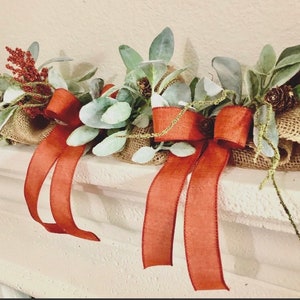 Fall Garland, Thanksgiving Garland, Lambs Ear  Greenery Garland, Garland decor, table centerpiece, Garland for mantle,