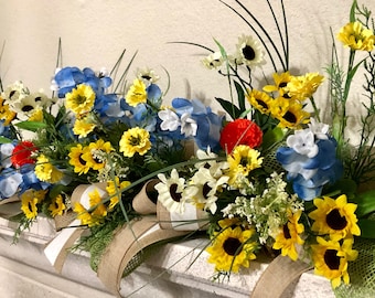 Garland, Spring garland, garland decor, Summer garland, Wildflower garland, Garland for mantel, Table centerpiece (4 foot)