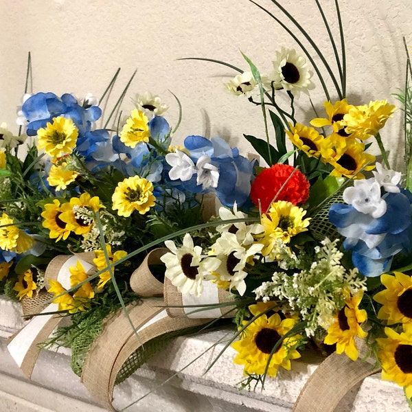Garland, Spring garland, garland decor, Summer garland, Wildflower garland, Garland for mantel, Table centerpiece (4 foot)