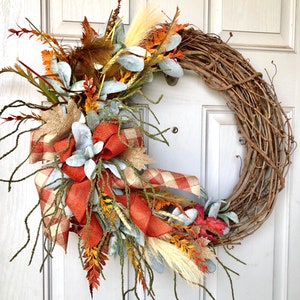 fall wreath, Autumn wreath, door wreath, fall decor, wreath , thanksgiving wreath, 18 inch grapevine wreath