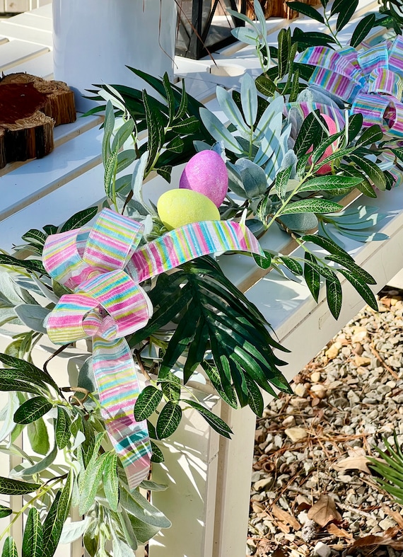 Ghirlanda Pasquale 1.5m Con Uova E Fogliame - Decorazione Primaverile Per Tavolo, Camino, Interno Casa