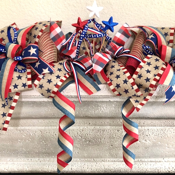 Patriotic, July 4th garland,memorial day, military garland decor, fourth of July decoration, election, garland for mantel, table centerpiece