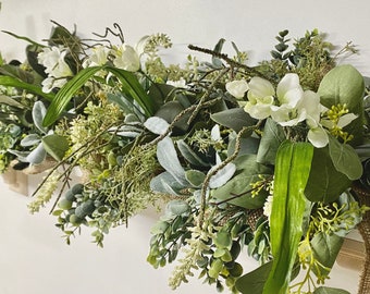 Spring and Summer Garland, Greenery garland, Garland decor, Garland for mantel, Table centerpiece, Year-round Garland.