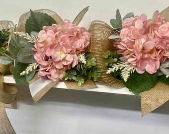 Pink hydrangea garland, Garland decor, Table centerpiece, Garland for mantel, Spring & Summer Garland