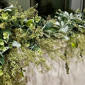 Garland decor, Eucalyptus and lambs ear garland, Garland for mantel, Greenery garland year round, Lighted garland, with or without lights