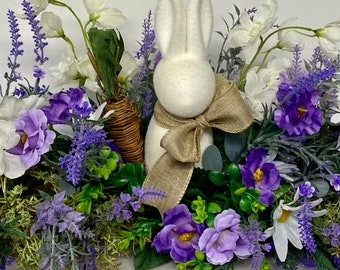 Easter Centerpiece, Table decoration, Easter decor, Large Flocked Easter bunny centerpiece, 2ft
