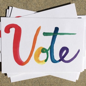 Hello Voter: Rainbow vote postcards (4x6)