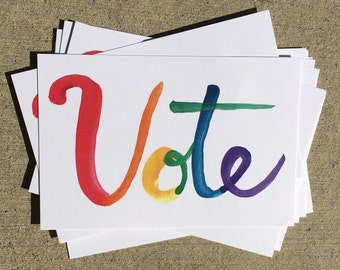 Hello Voter: Rainbow vote postcards (4x6)