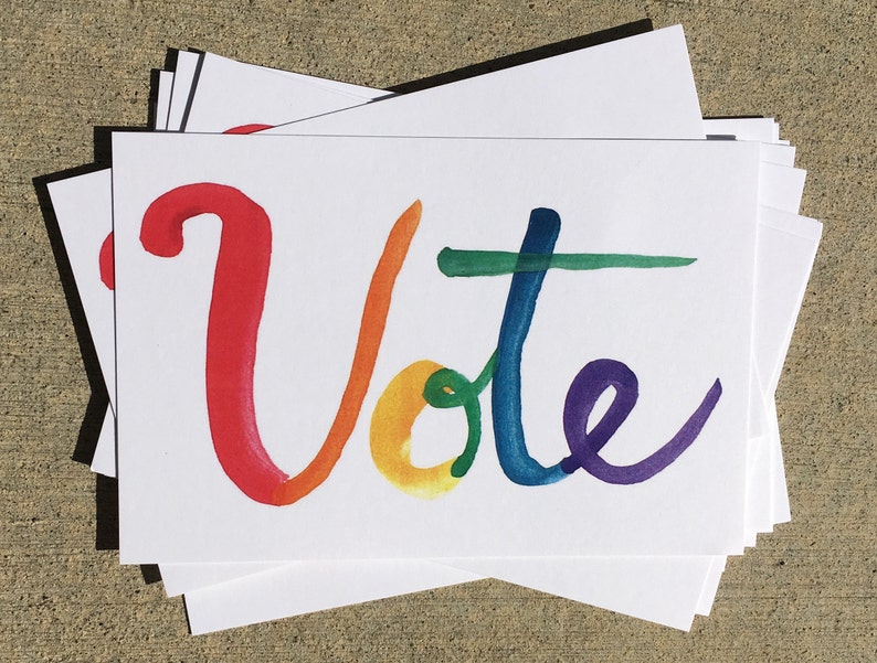 Hello Voter: Rainbow vote postcards 4x6 image 1