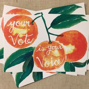 Hello Voter: Orange vote postcards 4x6 image 1