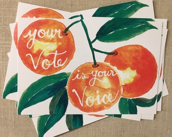 Hello Voter: Orange vote postcards (4x6)