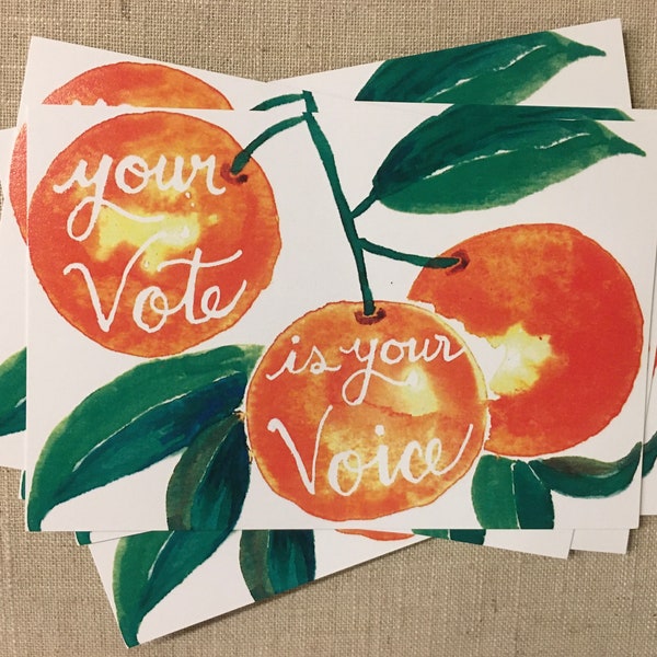 Hello Voter: Orange vote postcards (4x6)