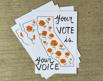 Hello Voter: California poppies postcards (4x6)