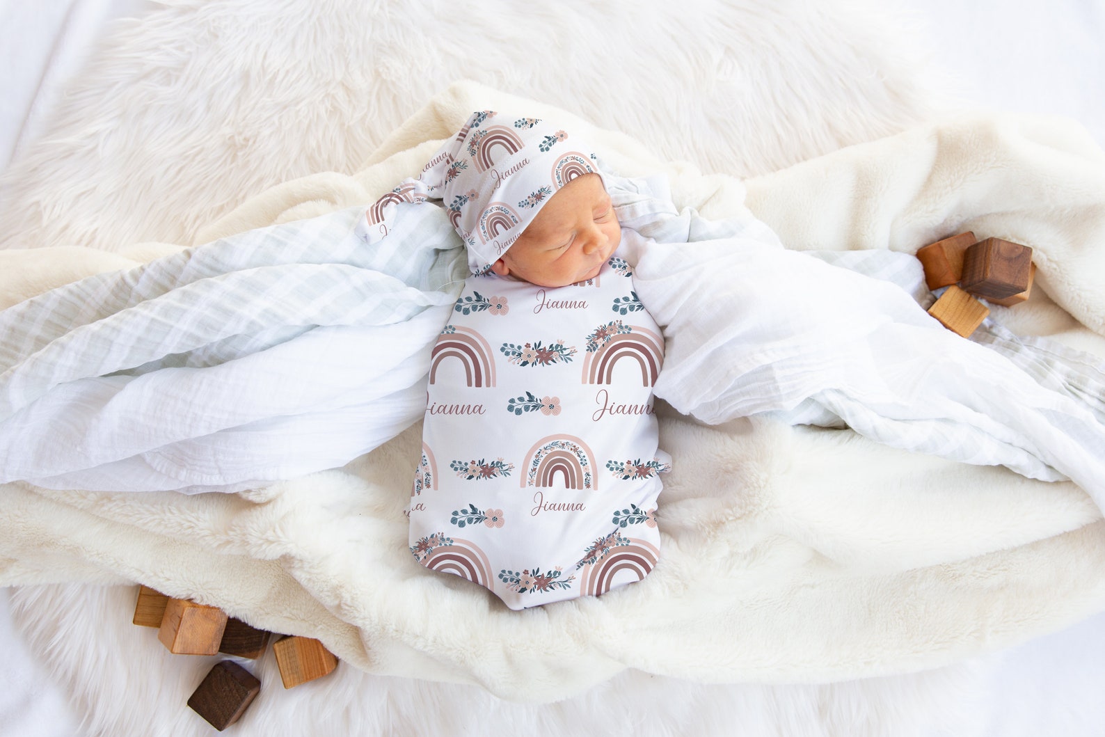 Boho Desert Personalized Newborn Swaddle Set main image 1